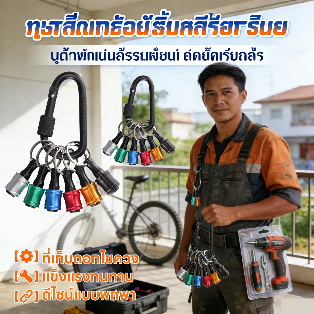 6~21 ชิ้น 1/4 นิ้ว Hex Shank ไขควงผู้ถือบิตบิตผู้ถือพวงกุญแจลวด Twister เครื่องมือ พวงกุญแจดอกสว่านไขควง ก้านหกเหลี่ยม โลหะ 1/4 นิ้ว น้ําหนักเบา ปลดไว