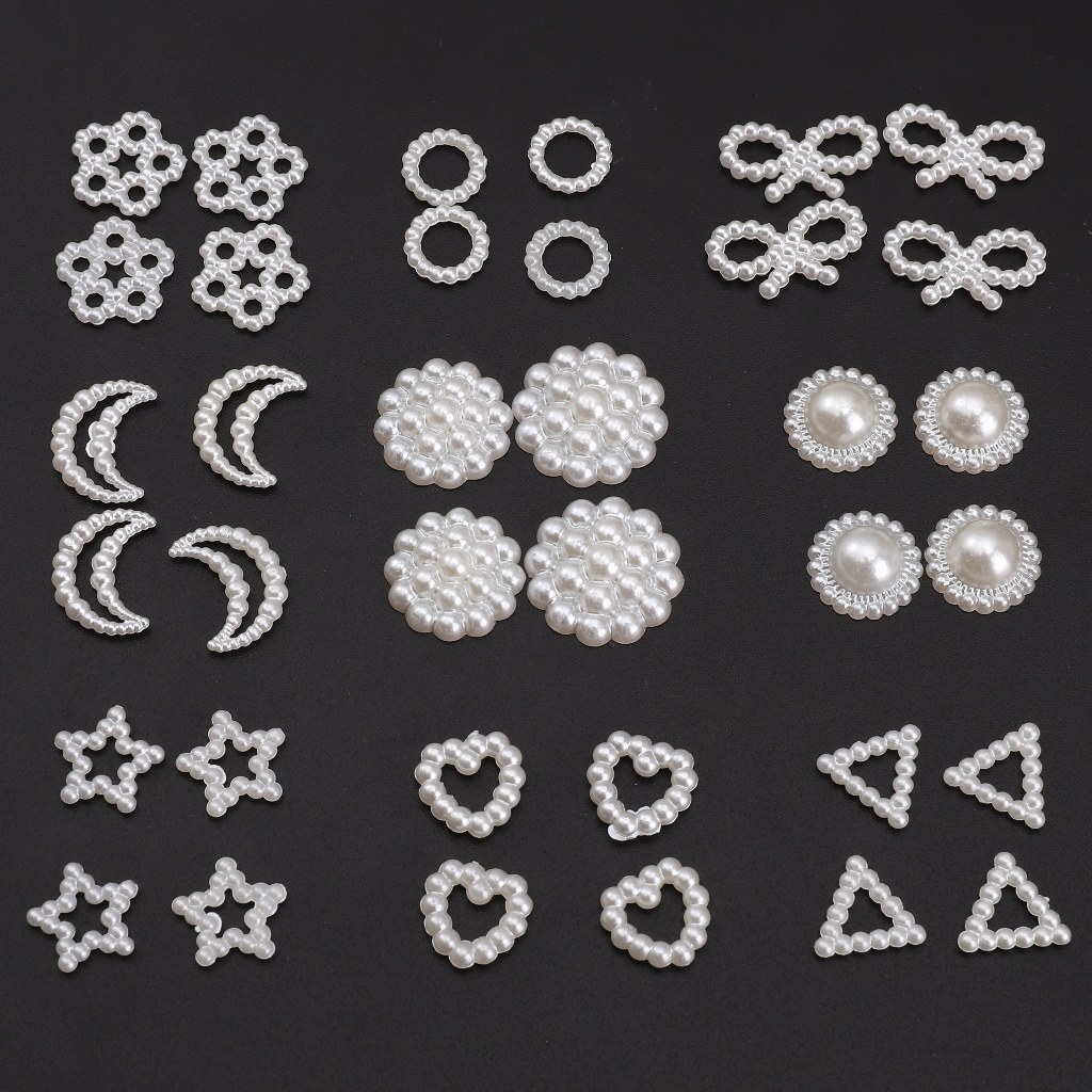 สติ๊กเกอร์มุก Bowknot Moon ดอกไม้รูปร่างลูกปัด ABS เลียนแบบ DIY Craft สําหรับกรอบรูปเคสโทรศัพท์เล็บครีมกาวตกแต่ง