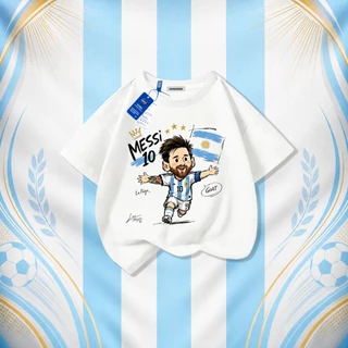 【จัดส่งภายใน 24 ชม.】COD เสื้อยืดเด็ก ลายการ์ตูนฟุตบอลเมสซี่ ส่งจากกรุงเทพฯ เหมาะสำหรับเด็กอายุ 1-12 ปี