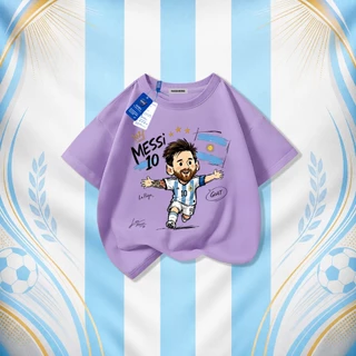 【จัดส่งภายใน 24 ชม.】COD เสื้อยืดเด็ก ลายการ์ตูนฟุตบอลเมสซี่ ส่งจากกรุงเทพฯ เหมาะสำหรับเด็กอายุ 1-12 ปี