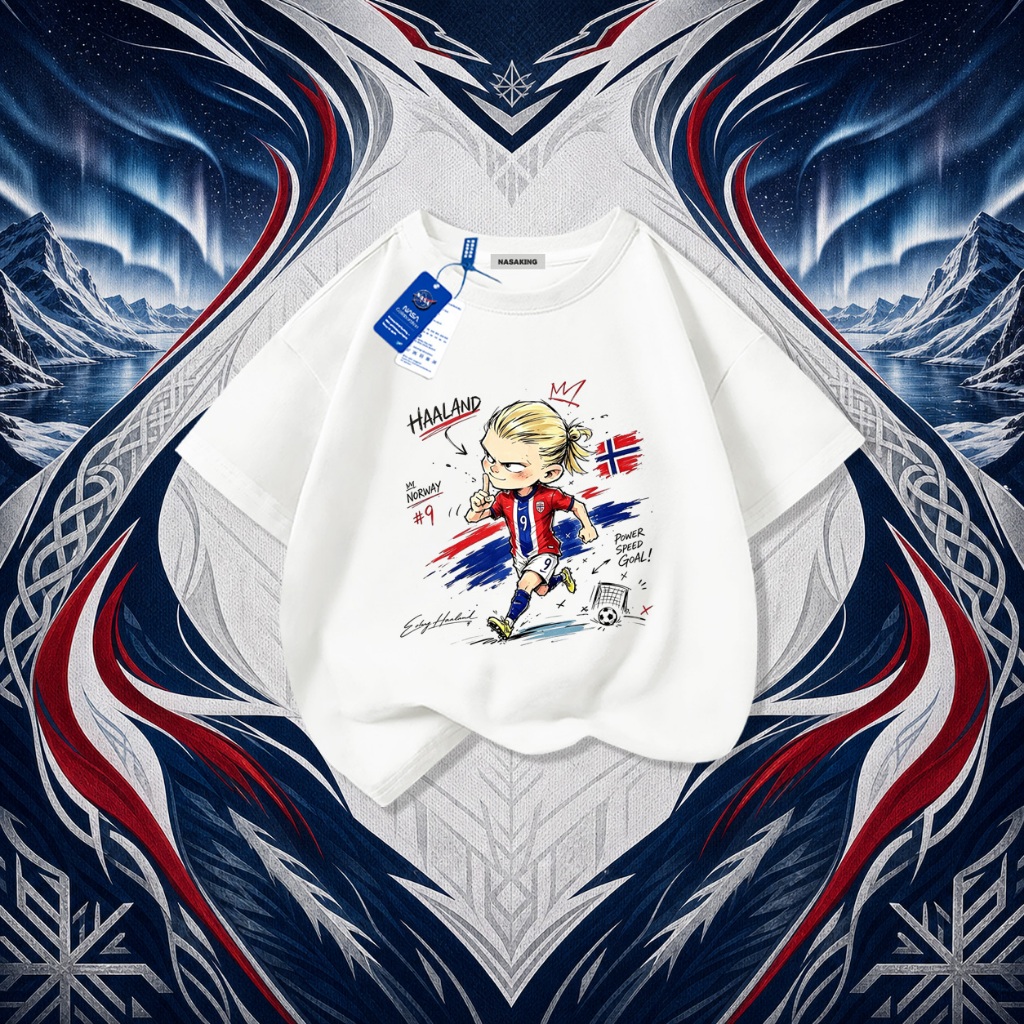 【ส่งเร็ว 24 ชม.】COD เสื้อยืดเด็ก ลายการ์ตูน Haaland ทีมชาตินอร์เวย์ ส่งจากกรุงเทพฯ สำหรับเด็กอายุ 1-12 ปี