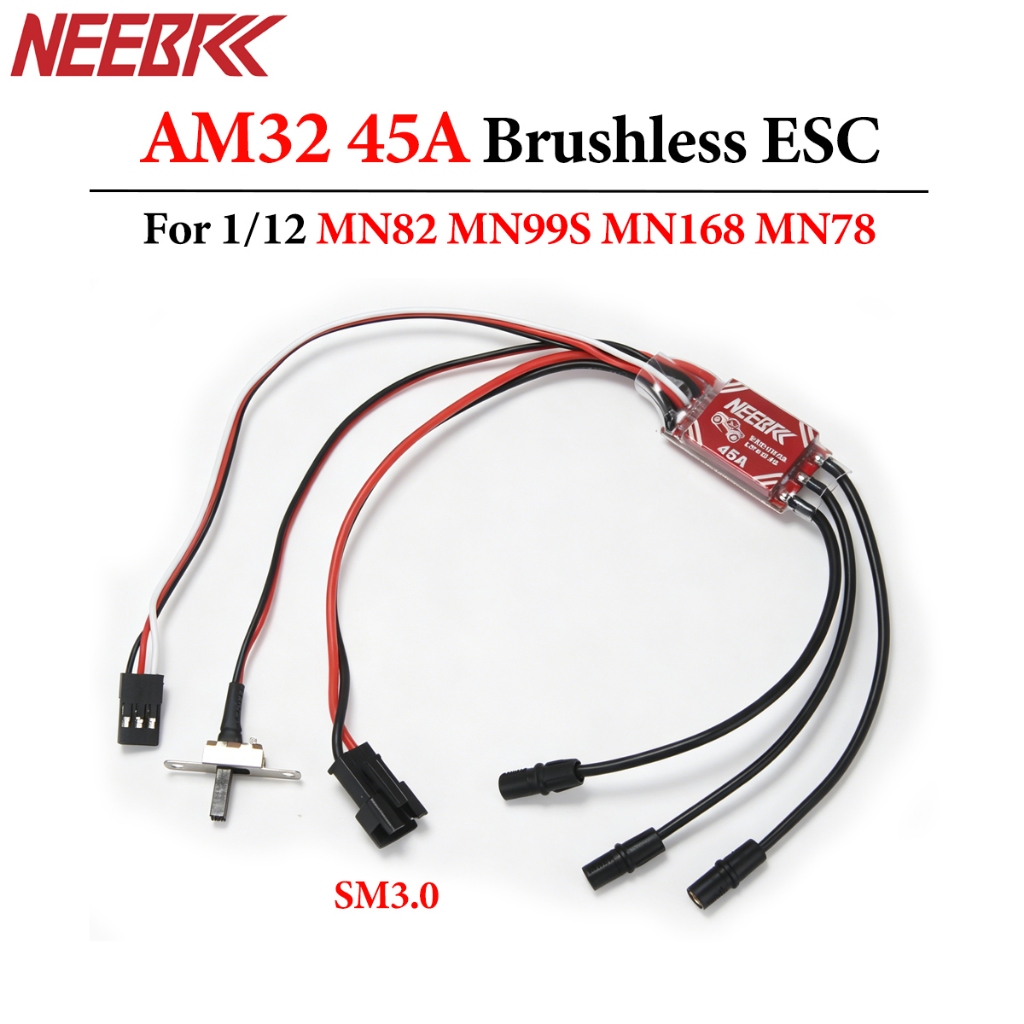 NEEBRC AM32 45A Brushless ESC SM3.0 ปลั๊ก 2-3S สําหรับ 1/12 RC Crawler รถ MN82 MN99S MN168 MN78