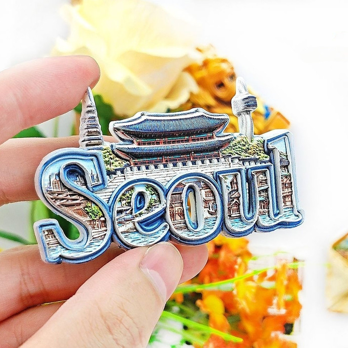 แม่เหล็กติดตู้เย็นสามมิติ เกาหลี โซล เกาะเชจู และพระราชวังคยองบกกุง ของที่ระลึกตกแต่งบ้าน
