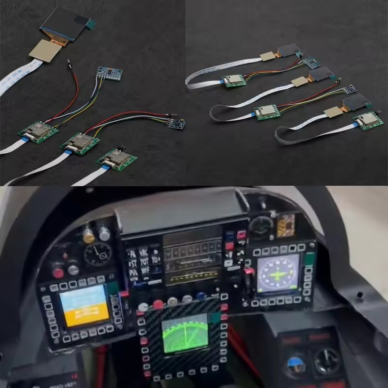Flight Simulator Cockpit Instrument แผง Attitude ตัวบ่งชี้/Compass/Radar หน้าจอ 1.3 นิ้วสําหรับ RC F