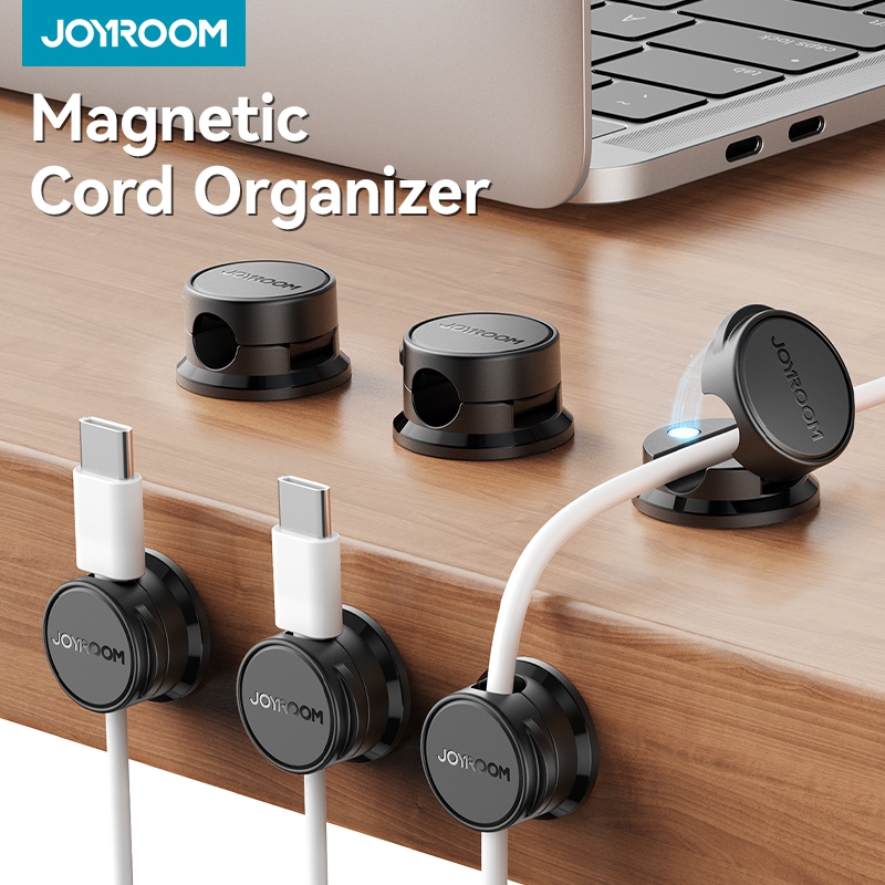 Joyroom 9 ชิ้นการจัดการสายเคเบิลสายไฟแม่เหล็กคลิปสายเคเบิลกาวผู้ถือสายไฟ Keeper ภายใต้โต๊ะสายไฟ Hider