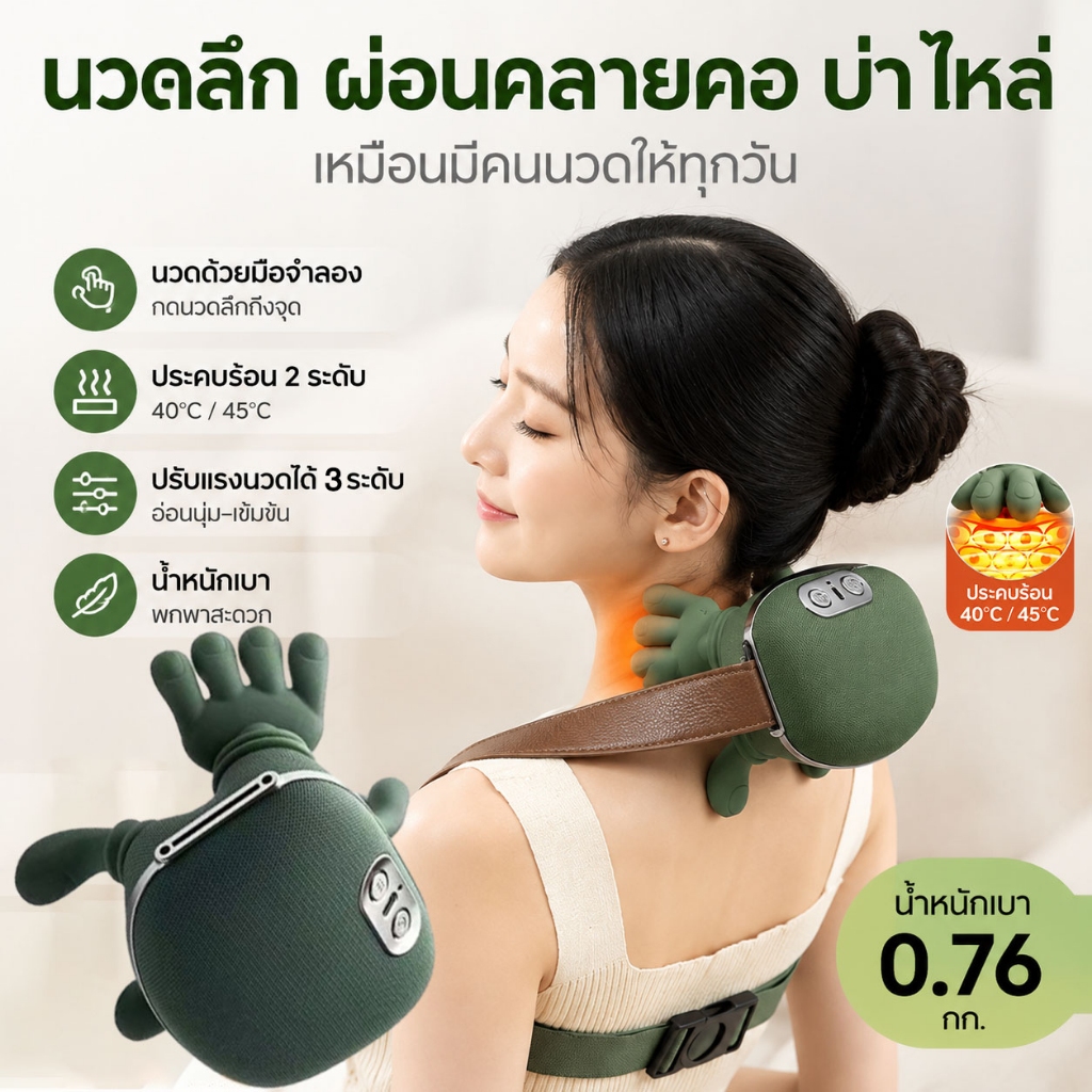 NC-XIOAM เครื่องนวดไหล่และคอ Trapezius เครื่องนวดคอ นวดเลียนแบบ 10 นิ้วมือ มือไหล่และคอนวดเครื่องนวด