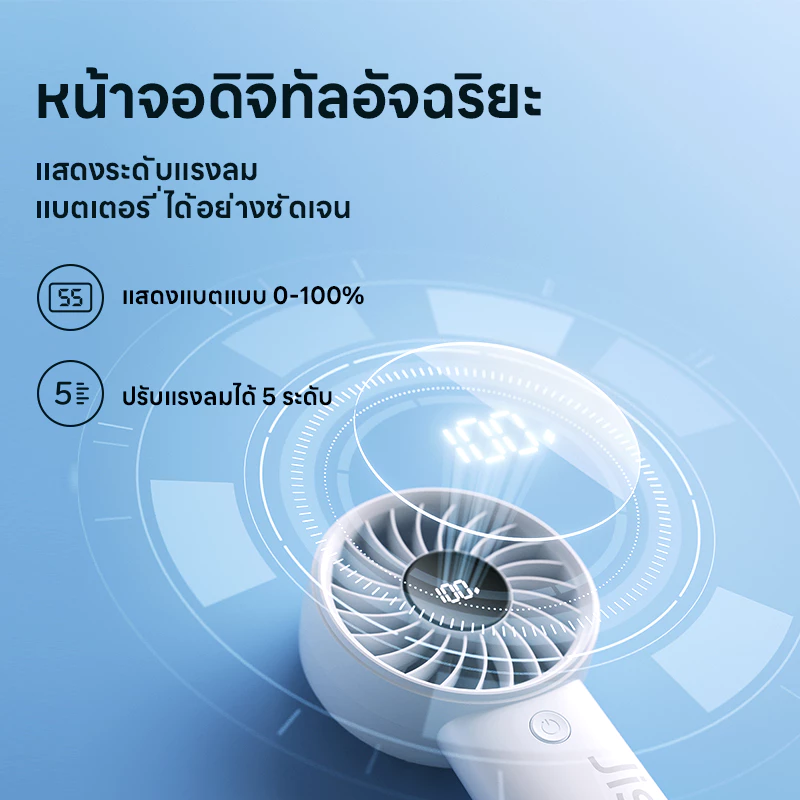 JisuLife พัดลมมือถือ 5000mAh 12 ใบพัด พัดลมเทอร์โบ พร้อมแบตเตอรี่ ใช้งานได้นาน 17 ชั่วโมง thumbnail 3