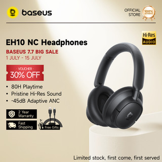 Baseus EH10 NC ANC Wireless Headphones 45dB Adaptive Hybrid Noise Cancelling Headsets Hi-Res LDAC Headphone Bluetooth 6.0 80Hrs
