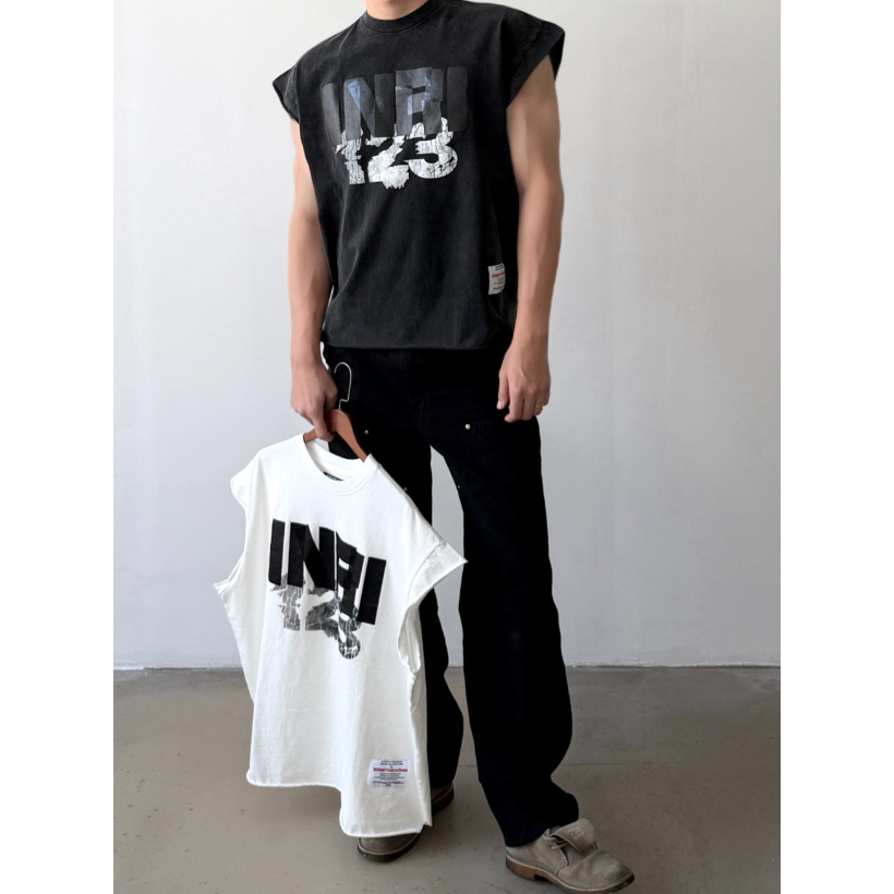 GUOGUO新款 RRR123 x FOG INRI 定型เสื้อยืดแขนตัดเสื้อยืด剪