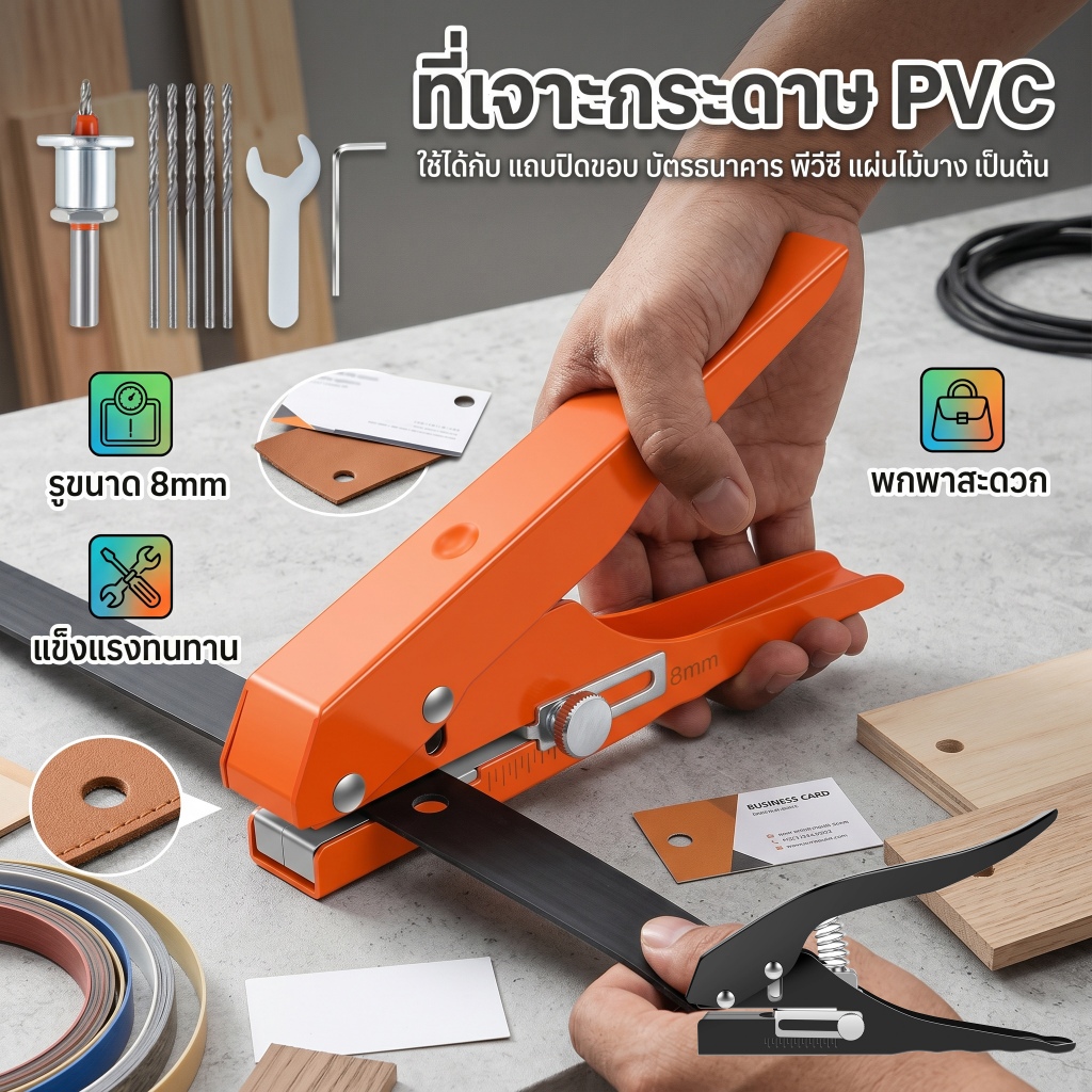 ที่เจาะกระดาษ PVC 5/16นิ้ว ทรงกลม 8มม. 10มม. คีมเจาะขอบเดียว สําหรับงานหนัก พกพาได้ ตุ๊ดตู่เจาะรู ที่เจาะรูกระดาษ ใช้งานง่าย ที่เจาะรูกระดาษ ที่เจาะกระดาษมือถือ