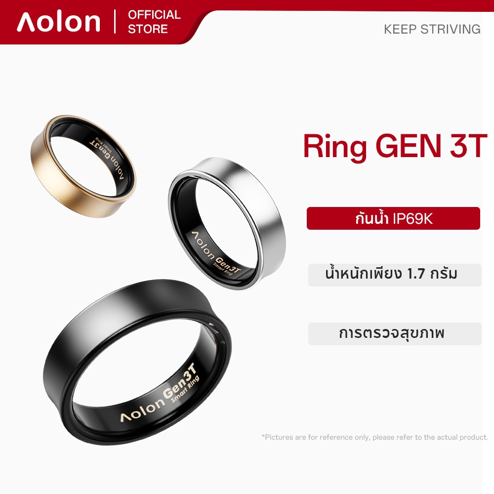 Aolon Ring Gen 3T Smart Ring แหวนอัจฉริยะ กันน้ำ IP69K อัตราการเต้นของหัวใจ ออกซิเจนในเลือด การตรวจสอบการนอนหลับ สุขภาพแหวนอัจฉริยะ