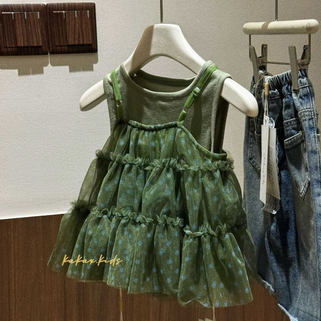 Summer The Wizard of Oz Super White Retro Olive Green Two- Piece Gauze Top Jeans Suit