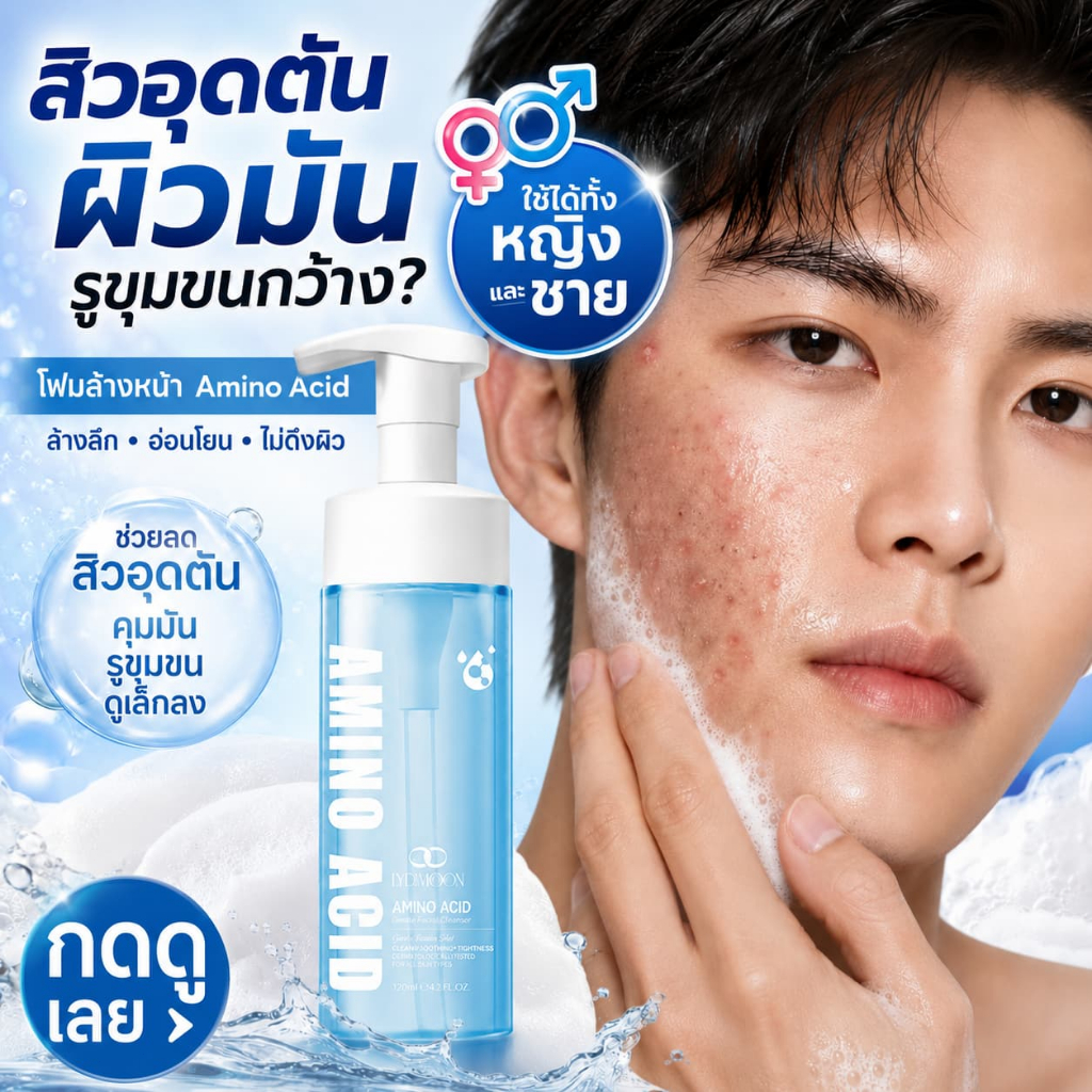 มูสทําความสะอาดกรดอะมิโน มูสทําความสะอาดควบคุมความมัน มูสทําสะอาดผิวที่บอบบาง ลบสิวหัวดํา & Comedones ทํารูขุมขนลึก ลดมันส่วนเกิน สําหรับผิวมัน Unisex ทั้งหมด