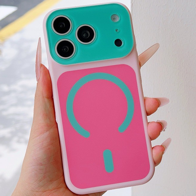 บล็อกสีทันทีกลายเป็น 17 Series Dopamine เคสโทรศัพท์กันกระแทกสําหรับ iPhone 17 Pro Max 13 14 15 16 Pro ไร้สายชาร์จ Hard ฝาครอบป้องกัน