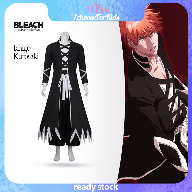 ⚔️🇹🇭พร้อมส่ง🇹🇭 เสื้อคลุมบังไค Ichigo Kurosaki จาก Bleach ชุดคอสเพลย์ยมทูต เสื้อคลุมยาวสีดำ Bankai Co