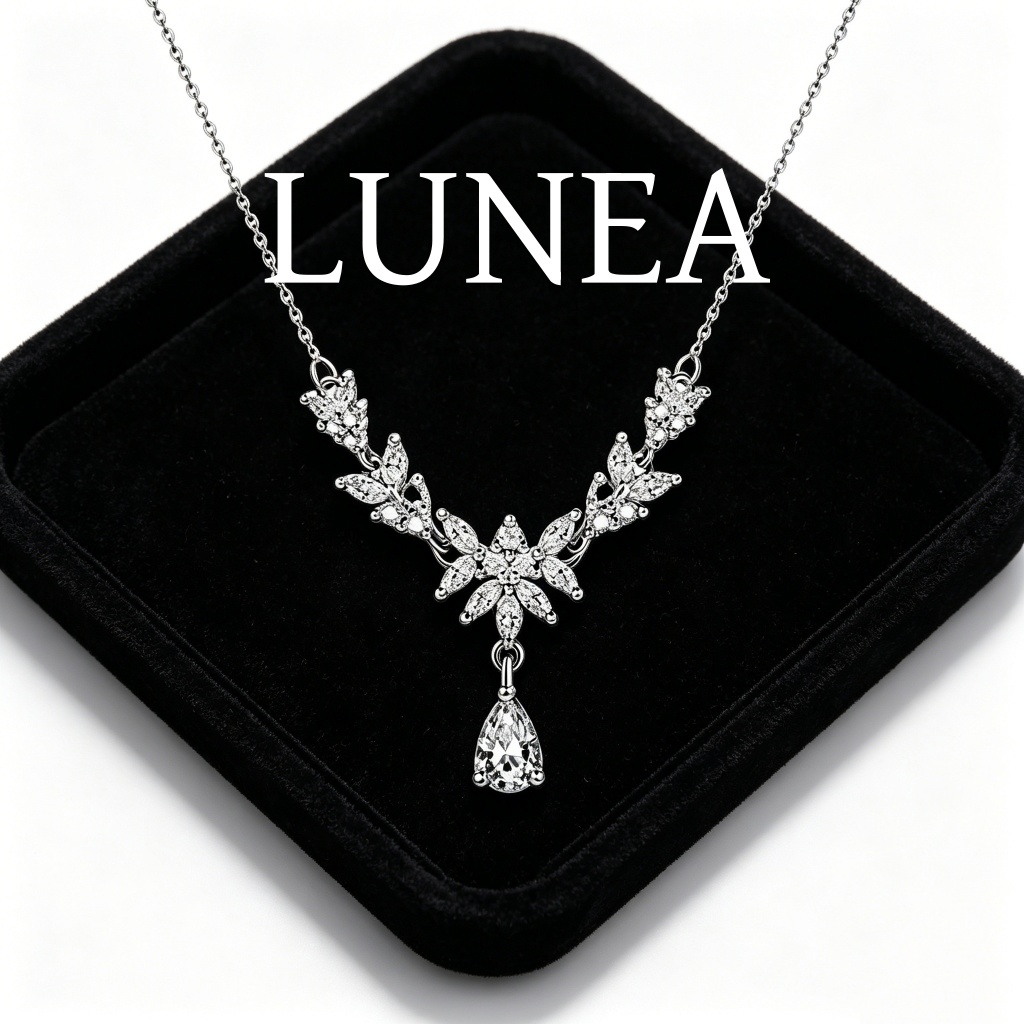 Lunea สร้อยคอคลาเวิเคิลหรูหราเบา รุ่นใหม่ปี2026 จี้ข้าวสาลีเงินประดับเพชรหยดน้ำ ดีไซน์หรูหราเบา ของขวัญสุดพิเศษสำหรับผู้หญิง