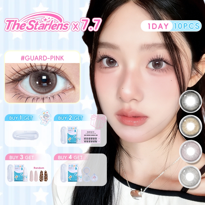 Starlens คอนแทคเลนส์ คอนแทคเลนส์รายวัน 10 ชิ้น /5 คู่ Amber-Brown Dudu-black lens DIA14.2-14.5 มม.ตาโตเกรด 0-8.0