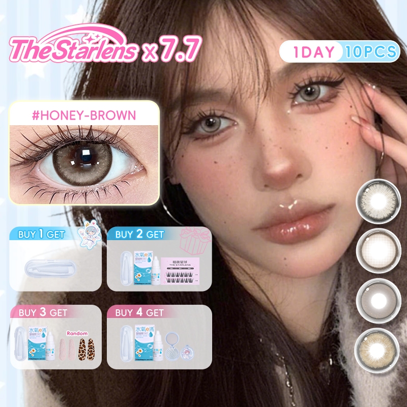 starlens คอนแทคเลนส์รายวัน 10 ชิ้น soft Eyes Wearing สีน้ําตาล Grade0.0-8.0 DIA14.2-14.5 บิ๊กอาย contact lens