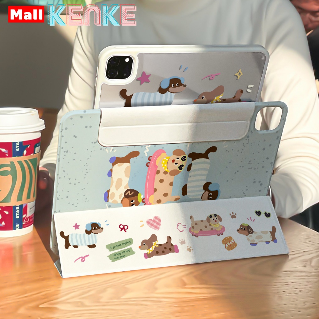 KENKE เคสไอแพดน่ารัก, ถอดได้, 2-in-1, การ์ตูน, สุนัข, แมว, สำหรับ iPad 2026 Air Pro 11 นิ้ว m2 m3 pr