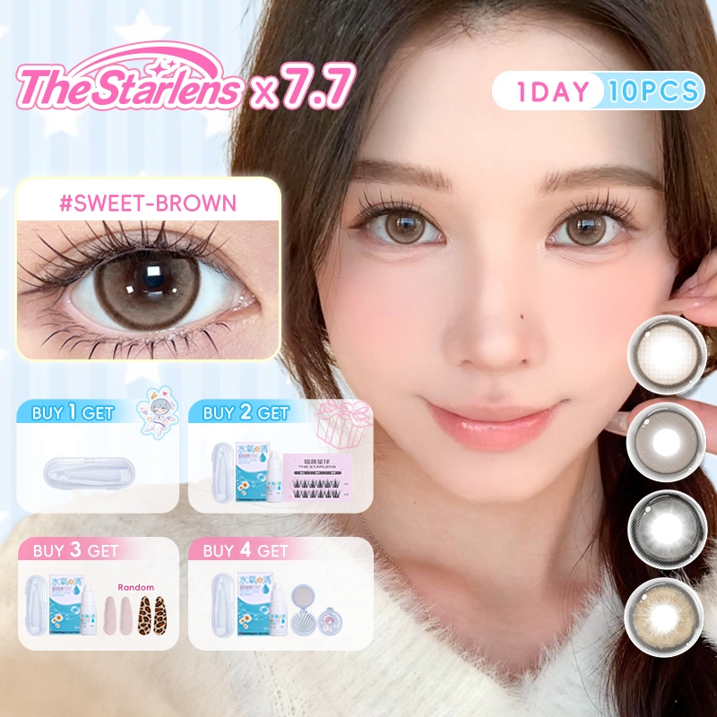 Starlens คอนแทคเลนส์ 10 ชิ้น /5 คู่ DIA14.2-14.5mm สีน้ําตาลคอนแทคเลนส์ทุกวันใช้เลนส์ตาโตคอนแทคเลนส์ myopia lens