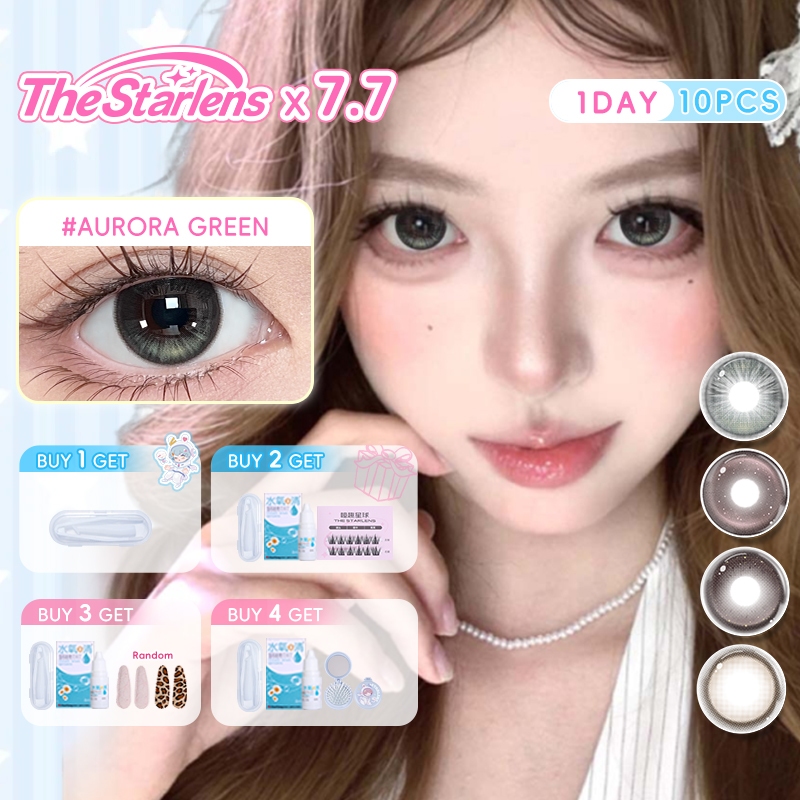Starlens 10 ชิ้นคอนแทคเลนส์สําหรับ 1 วันใช้สีดํา/สีเทา/สีน้ําตาล 14.2-14.5 มม.ตาโตเกรด 0-8