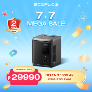 EcoFlow DELTA 3 1000 Air Portable Power Station 960Wh LiFePO4 Battery Fast Charging Use as a Solar Generator for Home Backup Power Camping & RVs