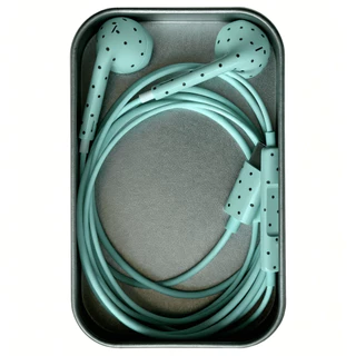 Polka Dot ชุดหูฟังแบบมีสาย Mint สีเขียวสีชมพู Apple Android Universal Retro Trend อุปกรณ์ประกอบฉากภาพสไตล์เกาหลี