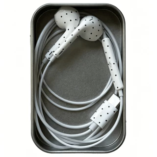 Polka Dot ชุดหูฟังแบบมีสาย Mint สีเขียวสีชมพู Apple Android Universal Retro Trend อุปกรณ์ประกอบฉากภาพสไตล์เกาหลี