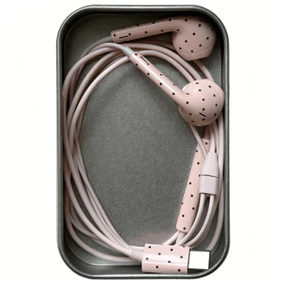 Polka Dot ชุดหูฟังแบบมีสาย Mint สีเขียวสีชมพู Apple Android Universal Retro Trend อุปกรณ์ประกอบฉากภาพสไตล์เกาหลี