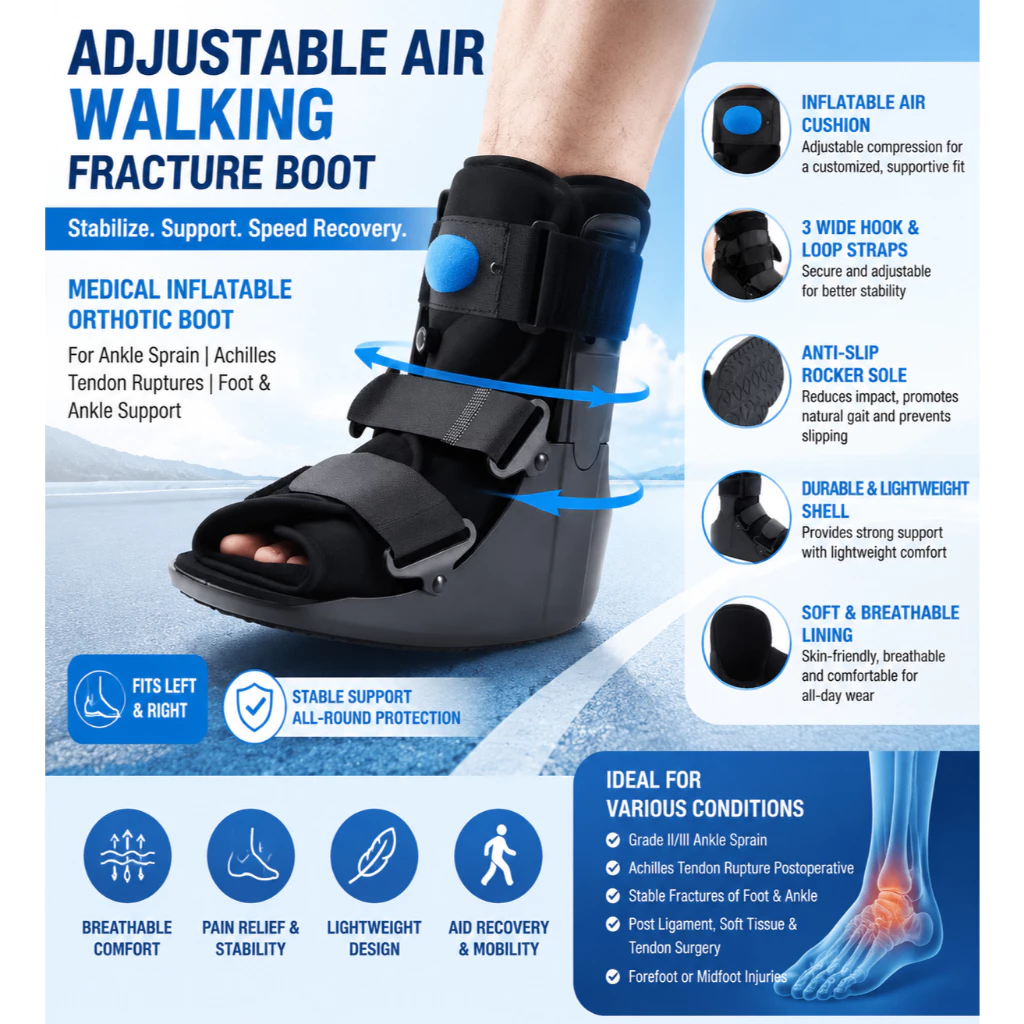 【Local Warehouse+COD】Adjustable Air Walking Fracture Boot – Inflatable Orthopedic Walker for Ankle Sprain Achilles Rupture Stable Fractures Post-Op Support (Left/Right Fit)