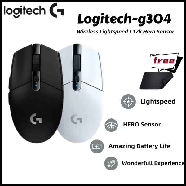 Logitech G304เมาส์สําหรับเล่นเกมไร้สาย พร้อมเซ็นเซอร์ HERO, 12000 DPI, อัตรารายงาน 1ms, ปุ่มมาโคร 6 ปุ่ม, น้ําหนักเบาพิเศษ 99g, อายุการใช้งานแบตเตอรี่ 250H