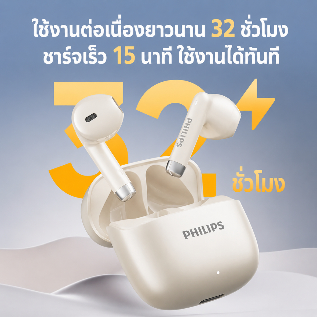 [สปอตประเทศไทย]  Philips TAT1020 บลูทู ธ 6.0 รุ่น AI โทรลดเสียงรบกวนพร้อมไมโครโฟนชุดหูฟังกีฬาสําหรับเล่นเกมที่มีความหน่วงต่ํา รูปที่ 5