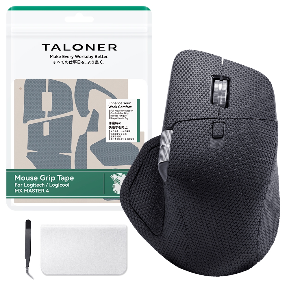 เทปจับเมาส์ TALONER สําหรับ Logitech MX Master 4, กันลื่นครอบคลุมเต็มรูปแบบ, 0.5 มม., กาว 3M
