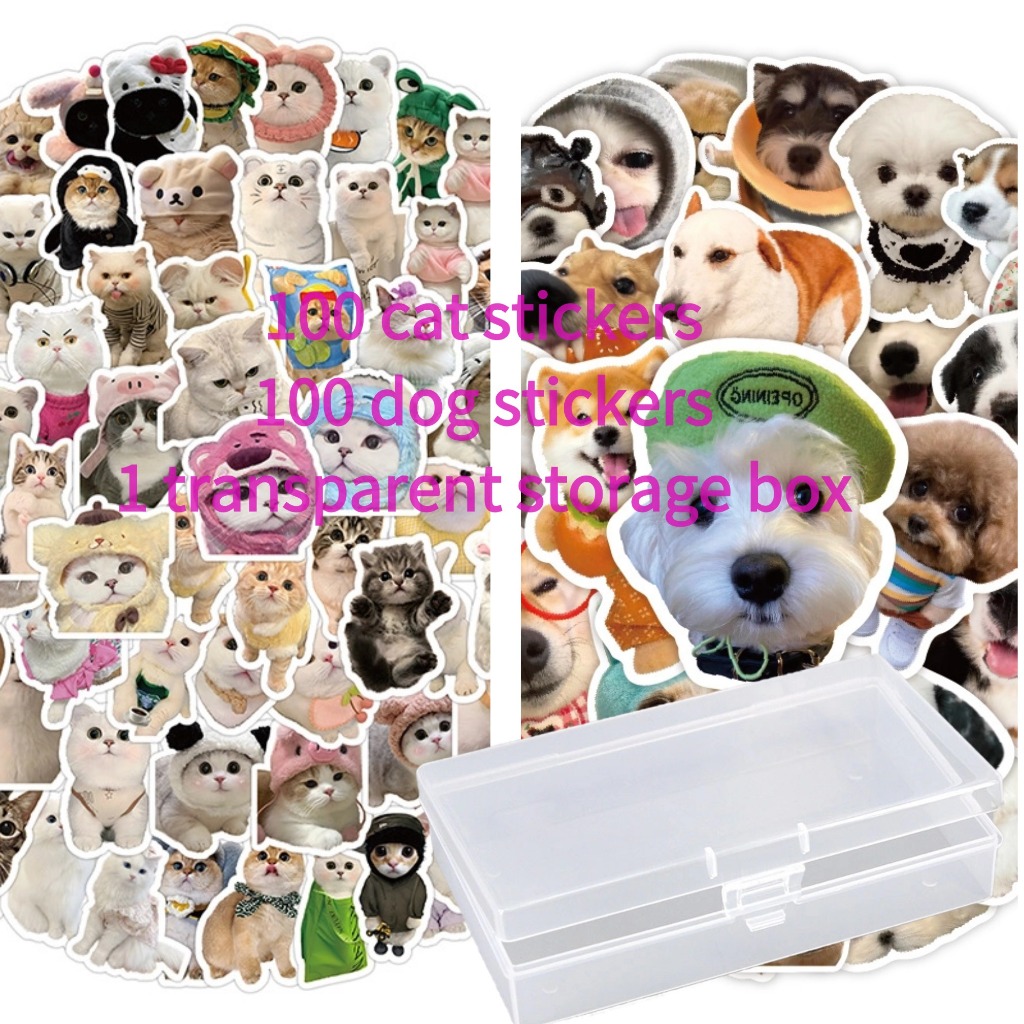 100/200แผ่นน่ารักสมจริงแมวการ์ตูนน่ารักสติ๊กเกอร์ทําเองโน๊ตบุ๊คเครื่องเขียนกล่องกีต้าร์สติกเกอร์กันน้ํา