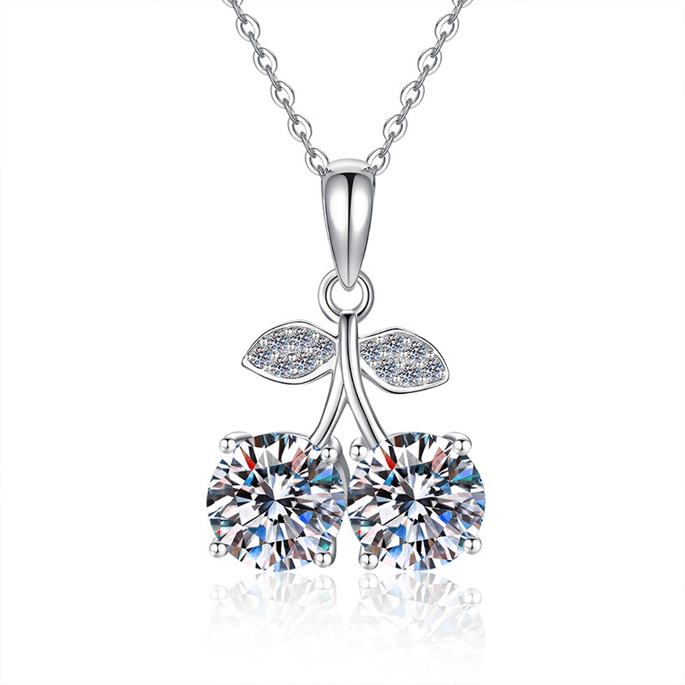 D สี VVS1 Moissanite Cherry จี้ S925 สร้อยคอเงินสําหรับผู้หญิงเครื่องประดับของขวัญ