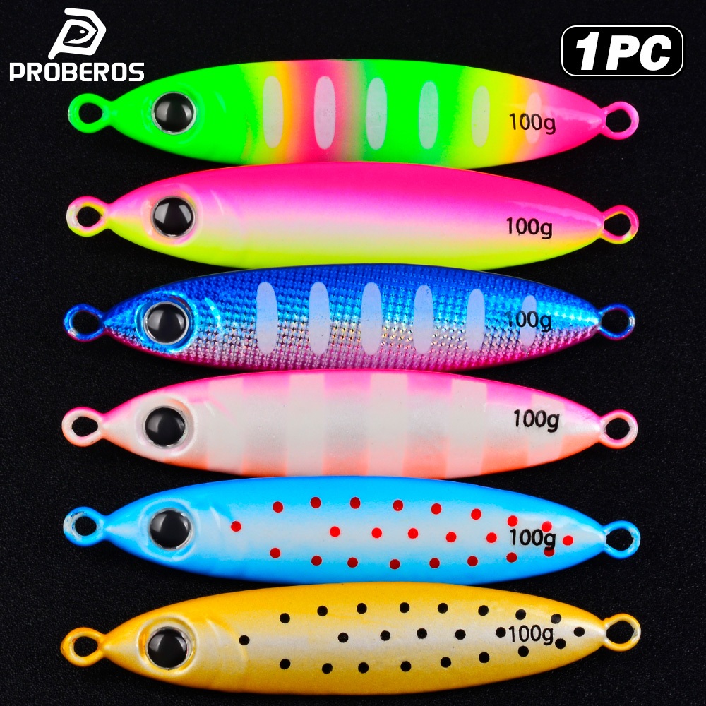 Proberos 1 ชิ้นตกปลา Jigs ช้อนตกปลาโลหะล่อ, ช้า Jigging ช้อน Lure แนวตั้ง Hard VIB Swimbait, Luminous Fishing Jigs
