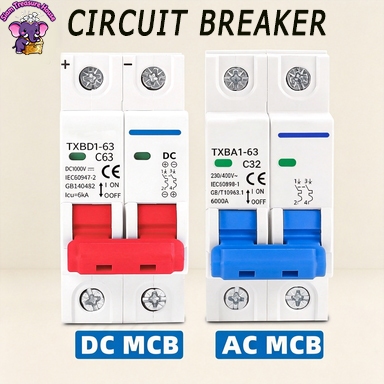 ประเทศไทย Fast Shipping 2P DC MCB 1,000V AC 400V 63A แบตเตอรี่สวิตช์เบรกเกอร์, เหมาะสําหรับระบบพลังง