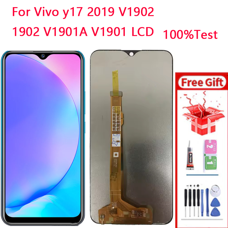 จอแสดงผล LCD สําหรับ Vivo Y17 2019 1902 V1901A 1902_19 V1902 Touch Screen Digitizer Assembly กรอบอะไ