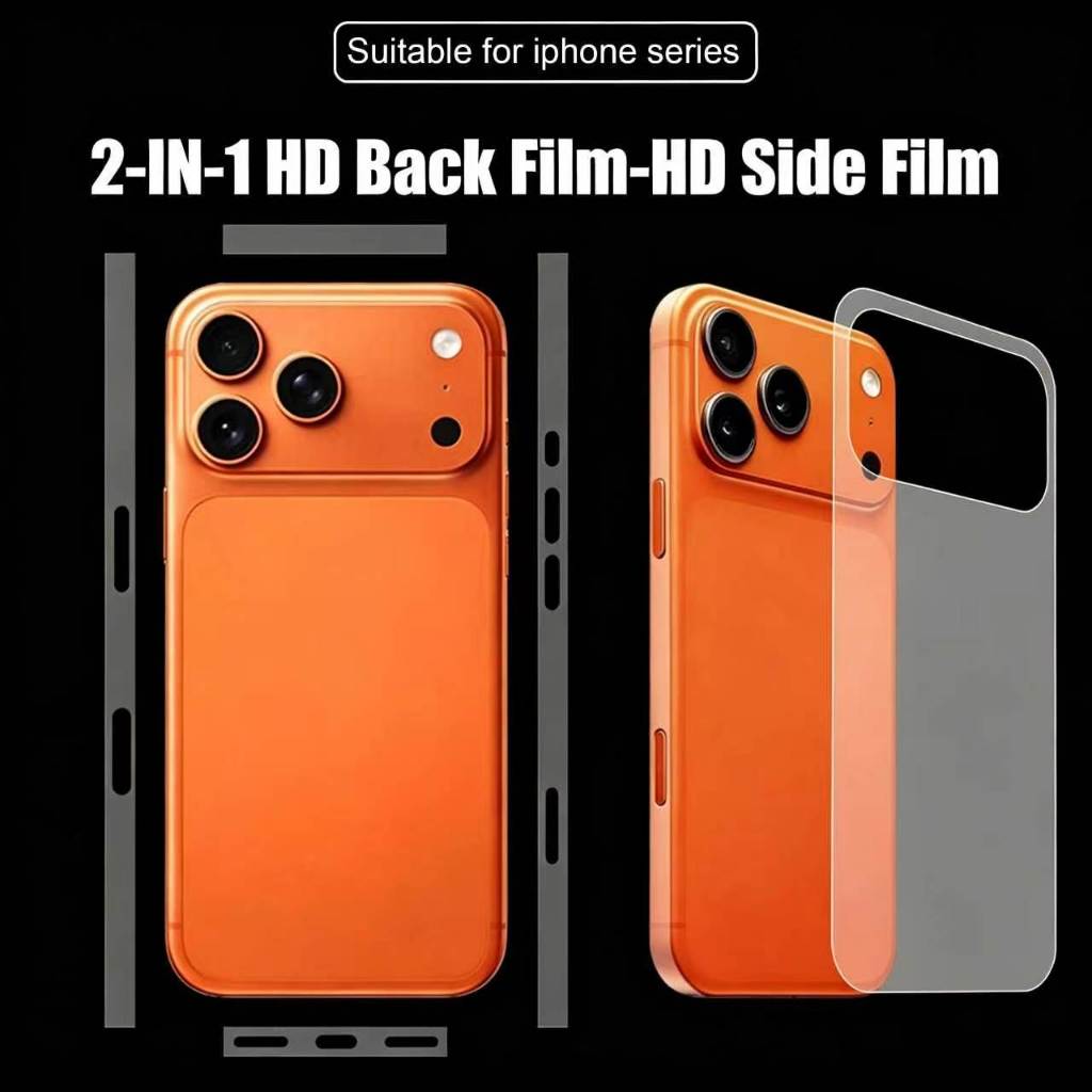 ฟิล์มหลังสีใส ฟิล์มไฮโดรเจล ป้องกันรอยหน้าจอ แบบเต็มจอ ด้านข้าง สำหรับ iPhone Air 17 16 Plus 15 14 13 12 11 Pro Max 13 Mini X XS XR 7 8 Plus