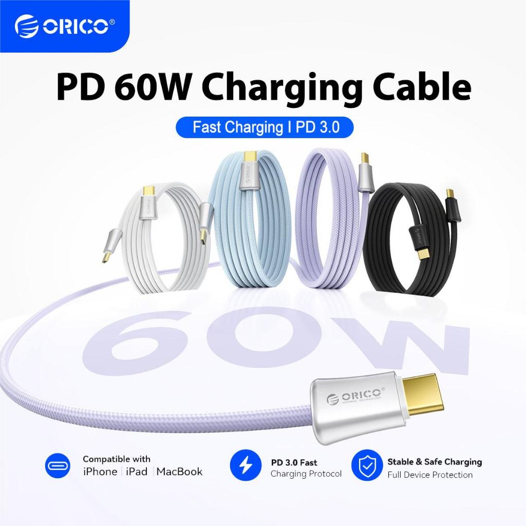 ORICO USB C ถึง USB C สายเคเบิลชาร์จ 60W / 240W เข้ากันได้กับ Macbooks iPad Pro iPhone Android (Aura