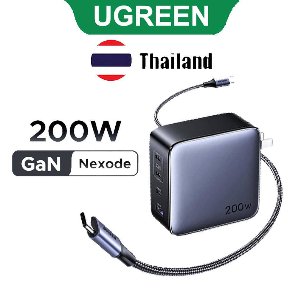 UGREEN Nexode 200W GaN Wall Charger 4 พอร์ต USB-C , 200W PD ปลั๊กพับได้