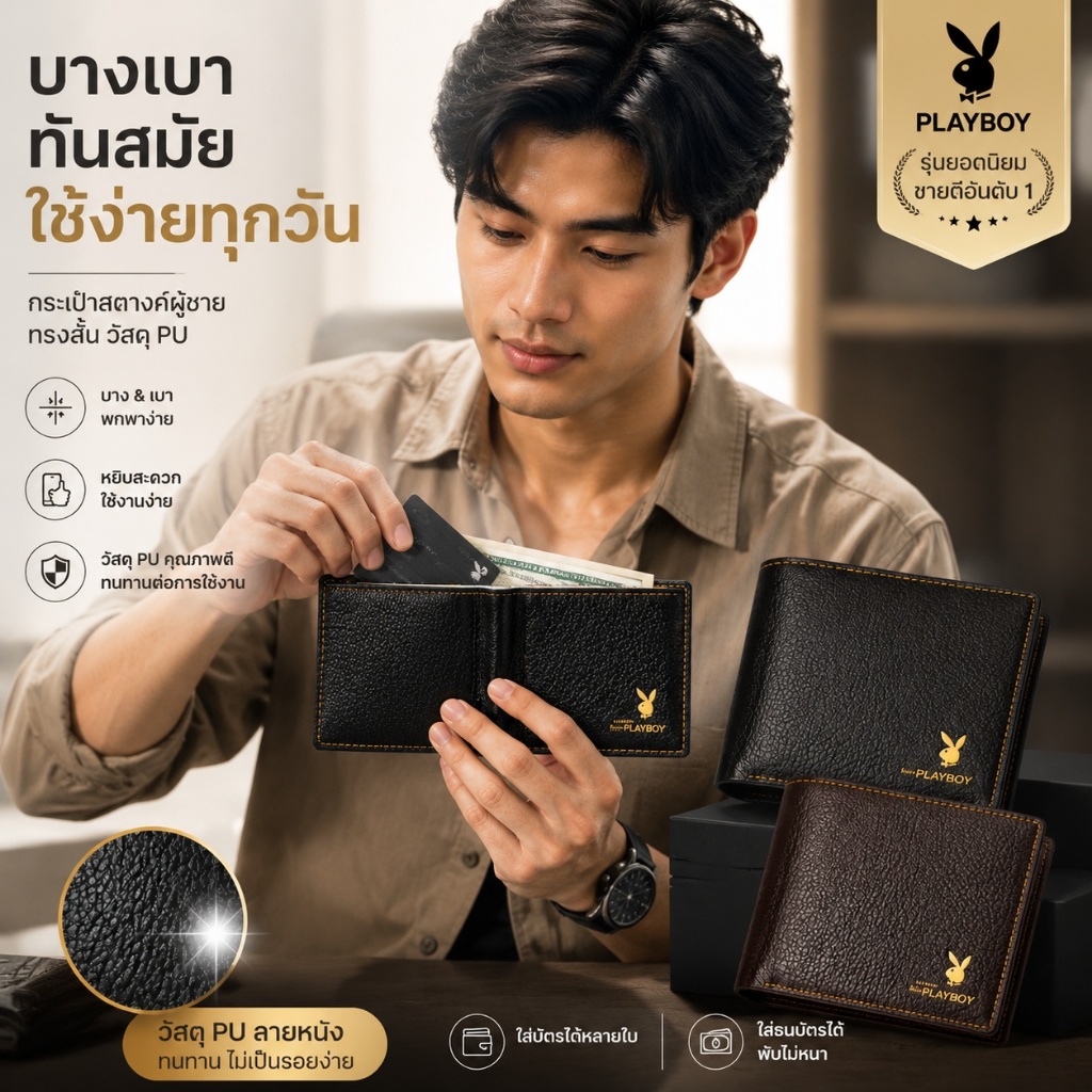 กระเป๋าสตางค์ กระเป๋าสตางค์หนังผู้ชายกระเป๋าสตางค์เยาวชนนักเรียนแนวนอนสไตล์อินเทรนด์ศิลปะสั้นและงานฝีมือ