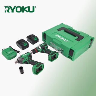 RYOKU ชุดเครื่องมือไฟฟ้าไร้สายพร้อมสว่านไร้แปรงถ่าน 13 มม. และประแจ 500NM