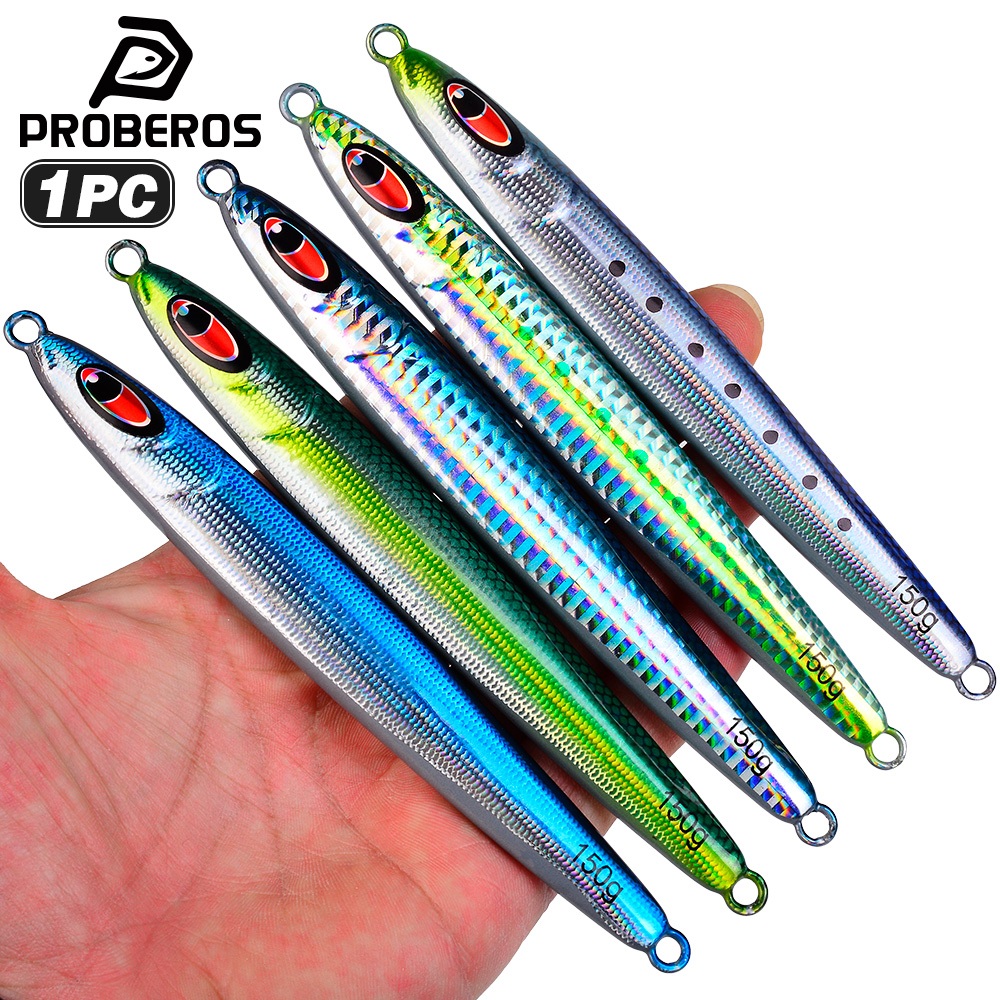 Proberos 1 ชิ้น 30 กรัม 40 กรัม 60/80/100 กรัมปลาซาร์ดีนเลื่อน Jigging Lure เคลือบ UV ยาวหล่อโลหะ Jig Fishing Lure ตกปลาทะเล Jigs