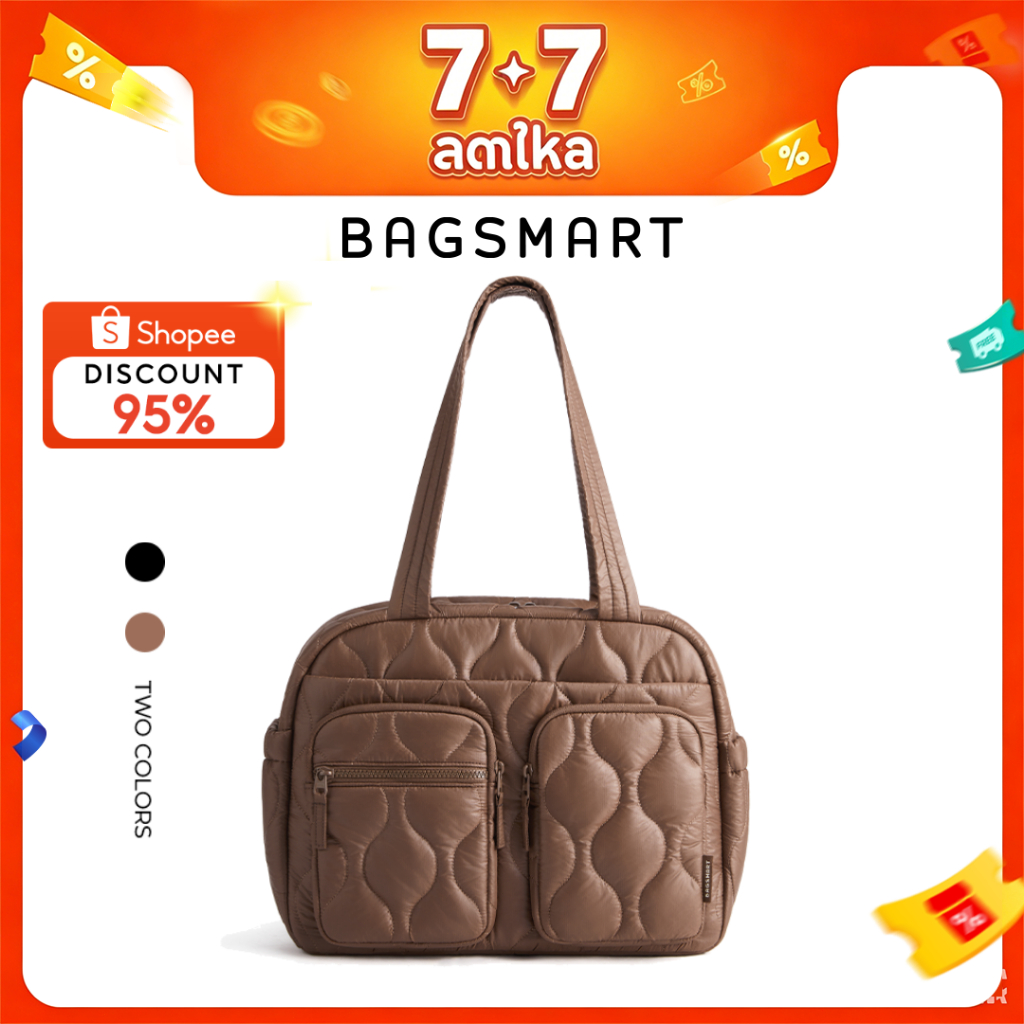 BAGSMART กระเป๋านุ่มนิ่ม Tote Bag กระเป๋าสะพายผู้หญิง กันน้ำ ใส่โน๊ตบุ๊ค 14 นิ้ว ความจุใหญ่ ไปเรียน ทำงาน