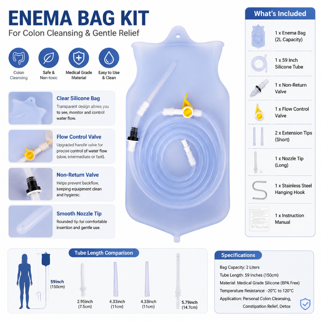 TH Enema กระเป๋านํากลับมาใช้ใหม่ซิลิกาเจลกาแฟน้ํา Colon ทําความสะอาด Enteroclysm Detoxified Bowel กระเป๋าซักผ้า Enema ชุด
