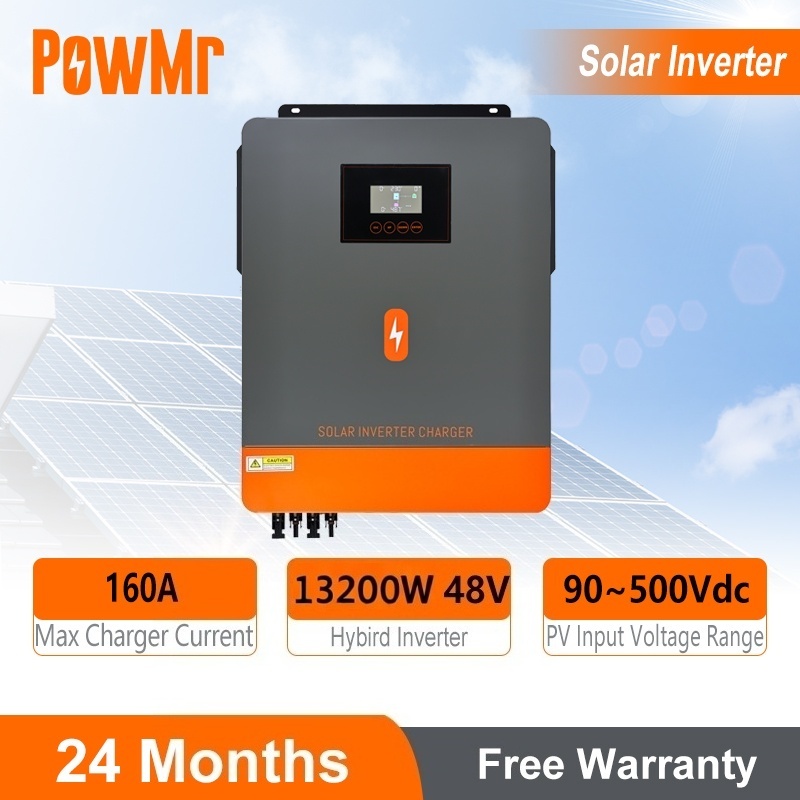 PowMr MPPT 13.2kw On-Grid/Off-Grid Hybrid อินเวอร์เตอร์ 48Vdc 230VAC PV แผงอินพุต 500vdc Pure Sine Wave อินเวอร์เตอร์พลังงานแสงอาทิตย์ 160A Solar Controller