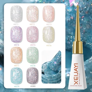 XEIJAYI 10ml - ยาทาเล็บเจลกลิตเตอร์มาการอง สไตล์เก๋ไก๋และระยิบระยับ เหมาะสำหรับทำเองที่บ้าน