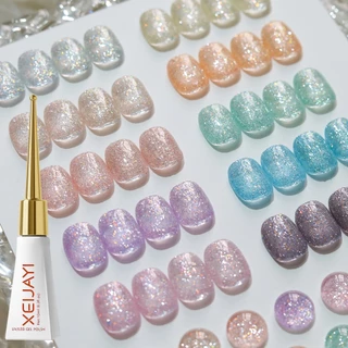 XEIJAYI 10ml - ยาทาเล็บเจลกลิตเตอร์มาการอง สไตล์เก๋ไก๋และระยิบระยับ เหมาะสำหรับทำเองที่บ้าน