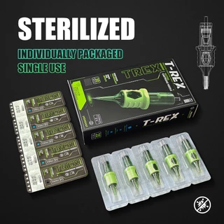 T-rex 20 ชิ้นตลับหมึกเข็มสัก RL/RS/RM แบบใช้แล้วทิ้งฆ่าเชื้อความปลอดภัยพร้อมเคสซิลิโคนสําหรับแต่งหน้าถาวร